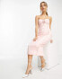 Фото #2 товара Band Of Stars Premium midi dress with diamante embellishment trims in blush