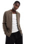 Фото #1 товара Selected Homme zip thru knitted long sleeve polo shirt in tan