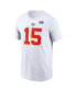 Фото #3 товара Men's Patrick Mahomes White Kansas City Chiefs Super Bowl LVIII Patch Player Name and Number T-shirt