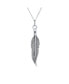 ფოტო #1 პროდუქტის Feather Leaf Dangling Pendant Charm Necklace Western Jewelry For Women Blackened Antiqued .925 Sterling Silver 18 Inches