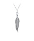 Feather Leaf Dangling Pendant Charm Necklace Western Jewelry For Women Blackened Antiqued .925 Sterling Silver 18 Inches