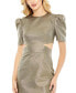 Women's Ieena Metallic Puff Sleeve Cut Out Mini Dress Коричневый, 10R - фото #2