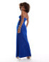 ASOS DESIGN bandeau with gold bead trim maxi dress in cobalt blue