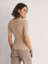 Фото #7 товара NA-KD round neck tight fit ribbed t-shirt in beige