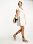 Фото #2 товара ASOS DESIGN cotton v neck mini smock dress in cream