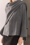 Фото #4 товара Короткое трикотажное пальто с асимметричным шарфом ZARA