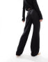 Фото #3 товара Pieces Tall linen touch wide leg trouser in black