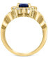 ფოტო #3 პროდუქტის EFFY® Sapphire (2-1/4 ct. t.w.) & Diamond (1-1/10 ct. t.w.) Halo Statement Ring in 14k Gold
