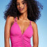 Women's Center Front Shirring One Piece Swimsuit - Shade & Shore Hot Pink S