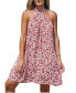 Фото #1 товара Women's Red Floral Ditsy Twisted Halterneck Mini Beach Dress