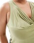 Фото #4 товара ASOS DESIGN Curve slinky cowl neck tank top in khaki