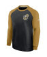 Men's Black and Gold New Orleans Saints Historic Raglan Performance Pullover Sweater