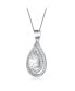 ფოტო #2 პროდუქტის Cubic Zirconia Sterling Silver White Gold Plated Pear Shape Pendant