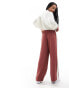 Фото #8 товара ASOS DESIGN Petite pull on trouser with contrast panel in terracota