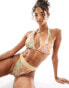 Vero Moda mix and match wide halterneck bikini top in pastel snake print IRISH CREAM SINE, S - EU 36 - фото #4