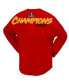 ფოტო #1 პროდუქტის Women's Red Kansas City Chiefs Super Bowl LVIII Champions Lace-Up Long Sleeve Jersey T-shirt