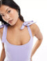 Фото #2 товара Vesper Petite bow cami strap bodycon mini dress in lilac