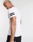 Jack & Jones curved hem t-shirt with striped sleeves in white