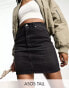 Фото #1 товара ASOS DESIGN Tall denim high waist mini skirt in black