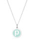 Фото #32 товара Auburn Jewelry mini Initial Pendant Necklace in Sterling Silver and Mint Enamel, 16" + 2" Extender
