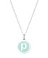 ფოტო #36 პროდუქტის Mini Initial Pendant Necklace in Sterling Silver and Mint Enamel, 16" + 2" Extender