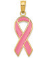 ფოტო #1 პროდუქტის Pink Enamel Awareness Charm Pendant in 14k Gold