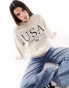 Фото #2 товара Stradivarius USA slogan sweatshirt in beige