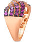 Ombré® Pink Sapphire Ombre (1-1/6 ct. t.w.) & White Sapphire (1/8 ct. t.w.) Multirow Crossover Ring in 14k Rose Gold