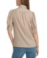 Women's Charmeuse Puff-Sleeve Stand-Collar Top