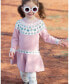 Baby Girls Baby Knit Dress With Round Intarsia Flowers Light Pink