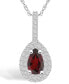 Фото #1 товара Garnet (1-1/10 Ct. T.W.) and Diamond (3/8 Ct. T.W.) Halo Pendant Necklace in 14K White Gold