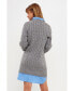 Women's Mixed Media Cable Knit Sweater Dress