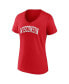 Women's Red Wisconsin Badgers Basic Arch V-Neck T-shirt