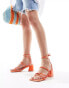 Public Desire Idris mid heeled sandal with ankle ties in orange