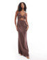 Never Fully Dressed lace cut-out slip maxi dress in chocolate