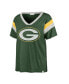 ფოტო #1 პროდუქტის Women's Green Distressed Green Bay Packers Phoenix V-Neck T-shirt