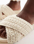 Фото #2 товара Glamorous cross strap crotchet slides in cream