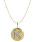 ფოტო #1 პროდუქტის 14k Gold Necklace, Diamond Accent Letter K Disk Pendant