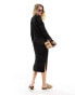 Vero Moda long sleeved crochet midi dress in black M - фото #4