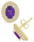 ფოტო #1 პროდუქტის Amethyst (1-5/8 ct. t.w.) and Diamond (1/2 ct. t.w.) Halo Stud Earrings in 14K Yellow Gold