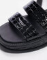 Фото #3 товара Topshop Grace flat sandal with buckle detail in black croc