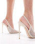 Simmi London Wide Fit Lailla sling back heeled shoes with embellished mesh in cream