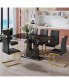 Modern Black Marble Dining Table Set with 6 Chairs