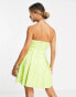 Фото #3 товара ASOS DESIGN corset PU bandeau mini dress with pleat skirt in green