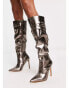 Фото #1 товара Raid Brayden stiletto knee boots in champagne metallic