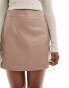 Фото #8 товара River Island elastic back mini skirt in brown