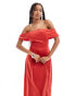 Anaya bardot satin maxi dress in red Томатно-красный, 36 - фото #4