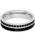 Men's Lab-Created White Sapphire (3/4 ct. t.w.) & Ceramic Stripe Band in 18k Gold-Plated Sterling Silver (Also in Black Sapphire)