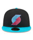 ფოტო #3 პროდუქტის Men's Black, Turquoise Portland Trail Blazers Arcade Scheme 59FIFTY Fitted Hat