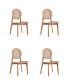 Фото #2 товара Versailles 4-Piece Round Ash Wood and Natural Cane Dining Chair